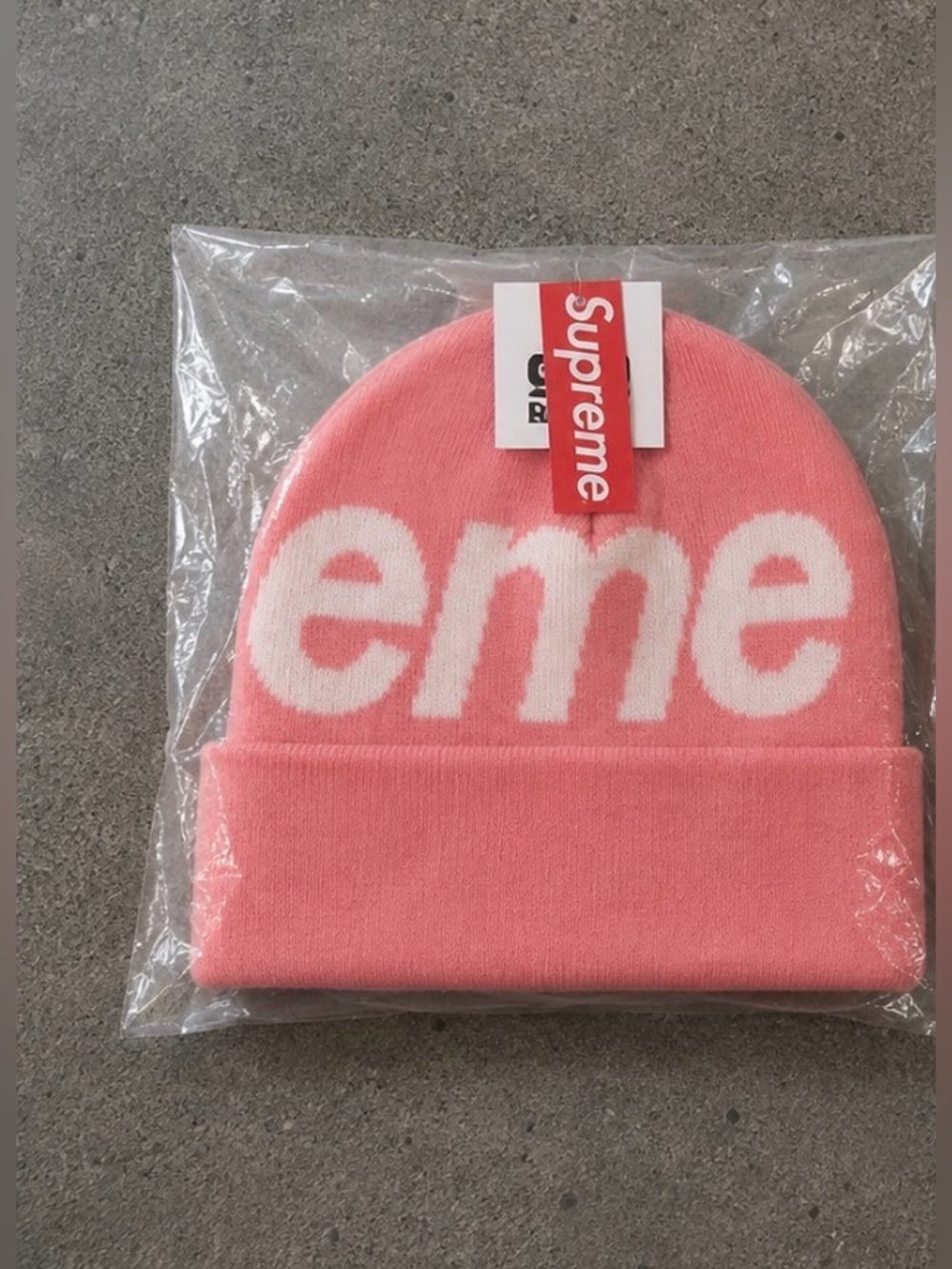 Supreme Pink Knit Beanie Hat